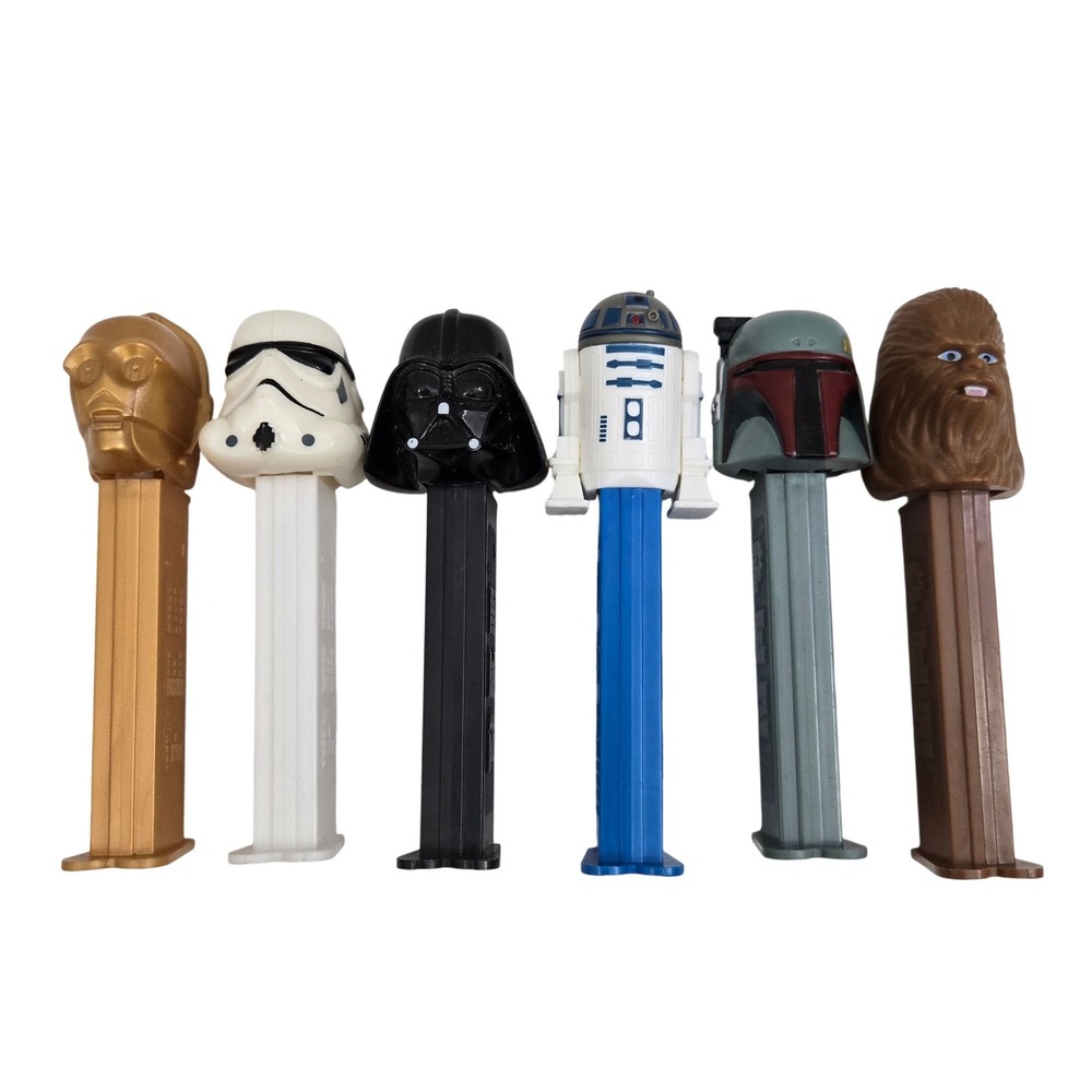 VTG 90s Star Wars PEZ Dispenser Lot 6 Boba Fett Vader‎ C-3PO Stormtrooper R2-D2